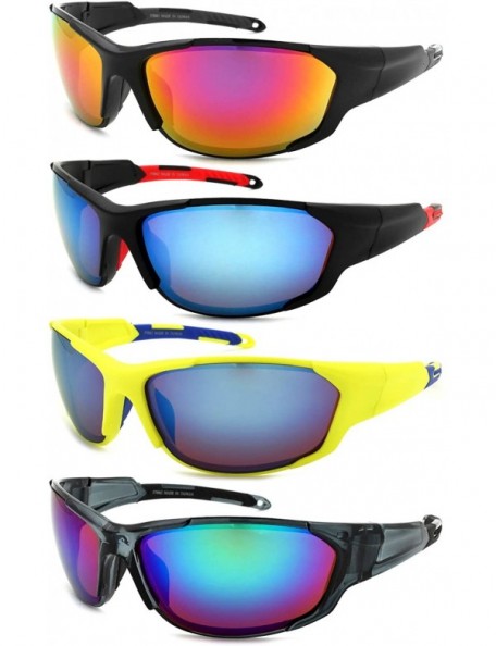 Wrap Sports Sunglasses with Color Mirrored Lens 570062/REV - Clear Grey - CV125WNTK8J $8.51