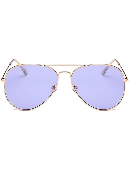 Oversized Lightweight Grandient Classic Aviator Style Metal Frame Sunglasses WITH CASE Colored Lens 58mm - Light Purple - C31...