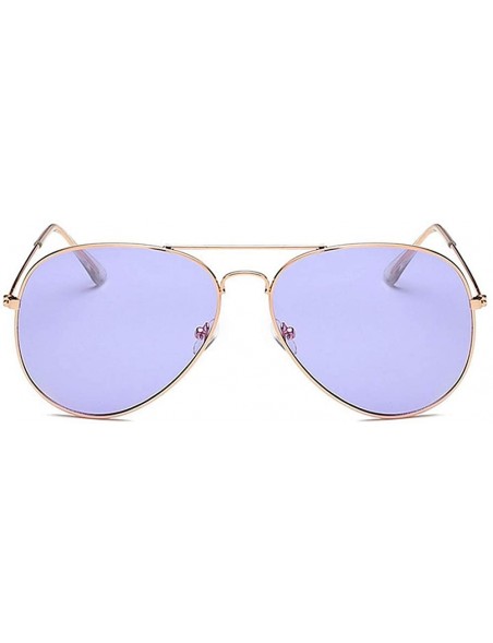 Oversized Lightweight Grandient Classic Aviator Style Metal Frame Sunglasses WITH CASE Colored Lens 58mm - Light Purple - C31...