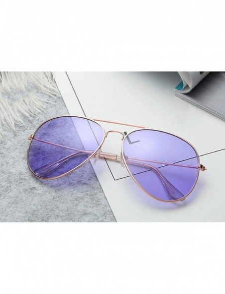 Oversized Lightweight Grandient Classic Aviator Style Metal Frame Sunglasses WITH CASE Colored Lens 58mm - Light Purple - C31...