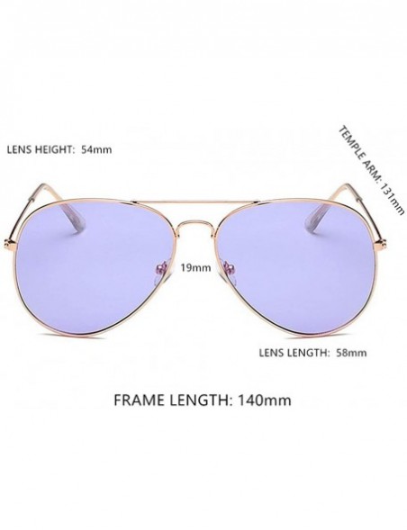 Oversized Lightweight Grandient Classic Aviator Style Metal Frame Sunglasses WITH CASE Colored Lens 58mm - Light Purple - C31...