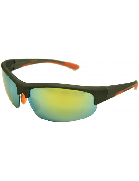 Rectangular Double Injection Sunglasses SPORTS - Matte Gunmetal Orange / Yellow Mirror - C812HTQ11LL $14.77