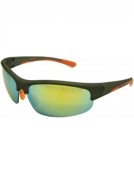 Rectangular Double Injection Sunglasses SPORTS - Matte Gunmetal Orange / Yellow Mirror - C812HTQ11LL $14.77