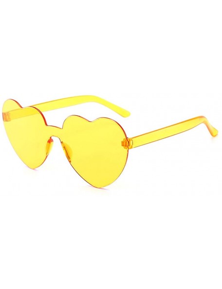 Oversized Heart Oversized Rimless Sunglasses One Piece Heart Shape Eyewear Colored Sunglasses for Women - Yellow - CB18ZCUCAE...