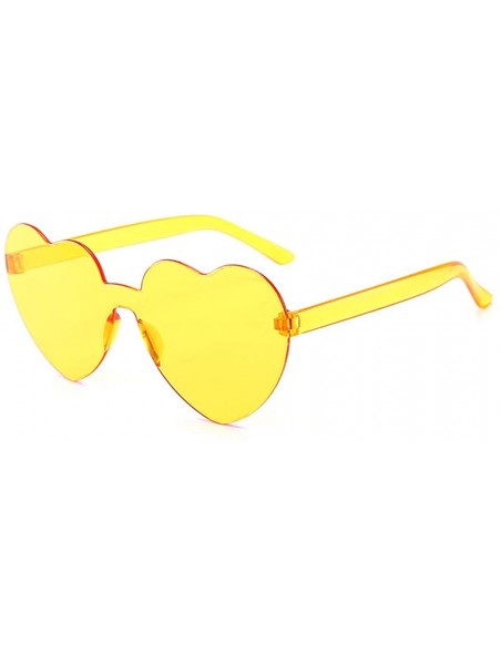 Oversized Heart Oversized Rimless Sunglasses One Piece Heart Shape Eyewear Colored Sunglasses for Women - Yellow - CB18ZCUCAE...