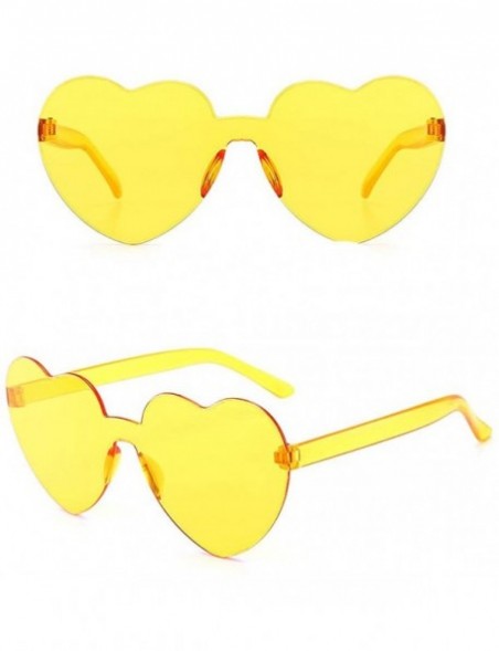Oversized Heart Oversized Rimless Sunglasses One Piece Heart Shape Eyewear Colored Sunglasses for Women - Yellow - CB18ZCUCAE...