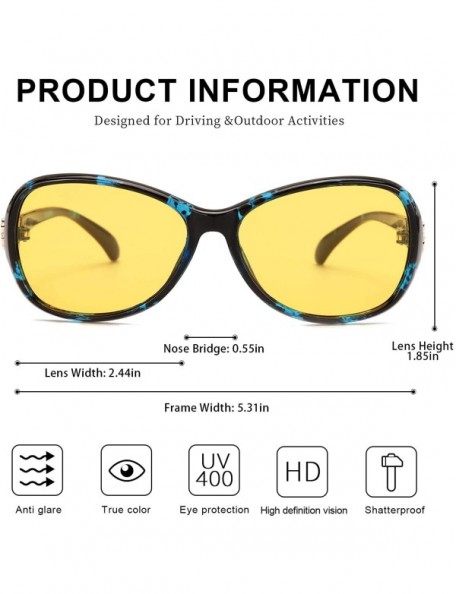 Oval Night-Vision Glasses for Women Driving HD Anti Glare Polarized - Clear Yellow Tint Lens Relieve Eyes Strain - CE18WRSY0A...