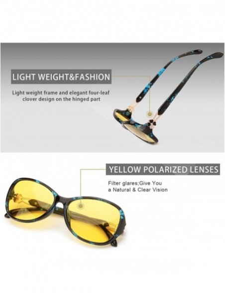 Oval Night-Vision Glasses for Women Driving HD Anti Glare Polarized - Clear Yellow Tint Lens Relieve Eyes Strain - CE18WRSY0A...