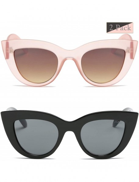 Oval Retro Vintage Cateye Sunglasses for Women Plastic Frame Mirrored Lens SJ2939 - C618EOD2H3C $14.11