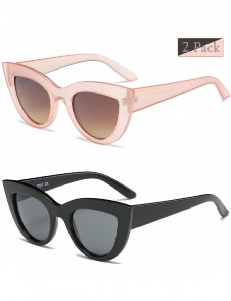 Oval Retro Vintage Cateye Sunglasses for Women Plastic Frame Mirrored Lens SJ2939 - C618EOD2H3C $14.11