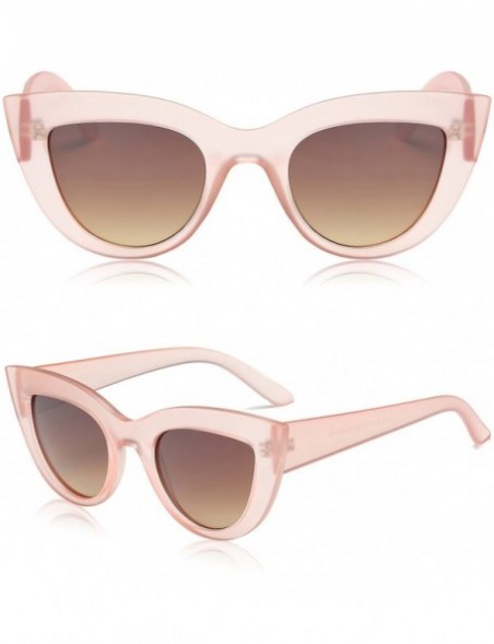 Oval Retro Vintage Cateye Sunglasses for Women Plastic Frame Mirrored Lens SJ2939 - C618EOD2H3C $14.11