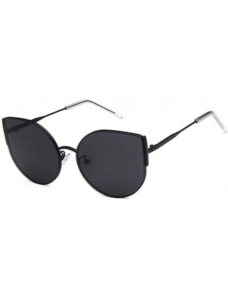 Oval Unisex Sunglasses Retro Black Red Grey Drive Holiday Oval Non-Polarized UV400 - Black Grey - CD18RH6S2N2 $8.09