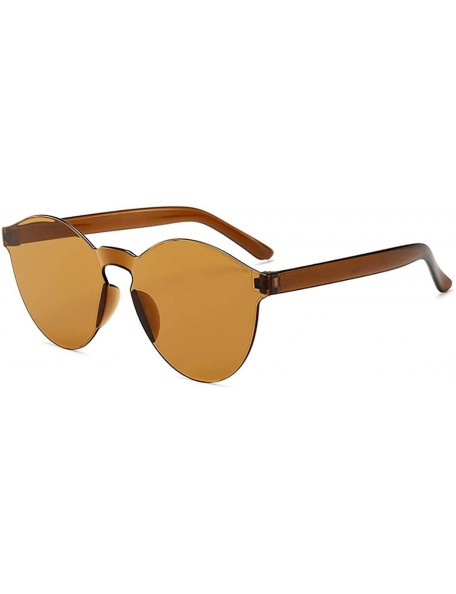 Round Unisex Fashion Candy Colors Round Outdoor Sunglasses Sunglasses - Brown - CG199UMAYKR $8.14