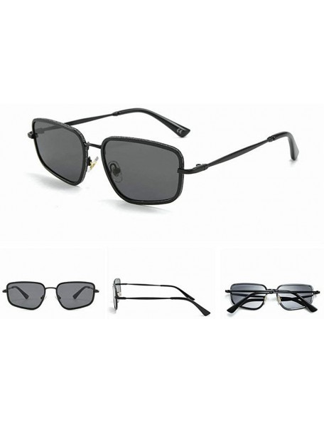 Square Female Irregular Sunglasses Men's 2019 New Fashion Versatile Sunshade Glasses UV Protection - Black - CF18XT7TUG4 $16.05