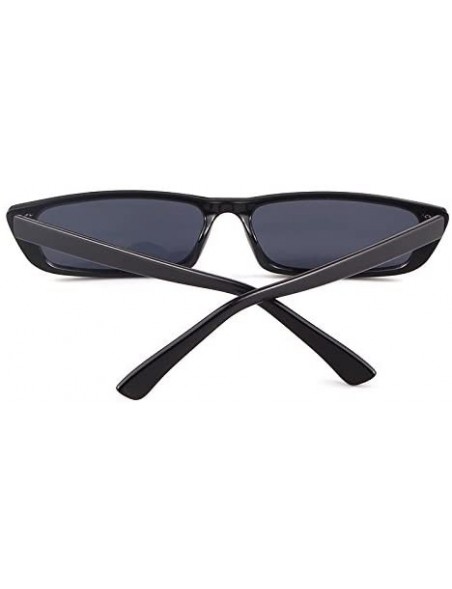 Shield Rectangle Sunglasses Women Fashion Sunglasses Square Wide Frame - Black Frame Grey Lens - CR18C5TS453 $9.05