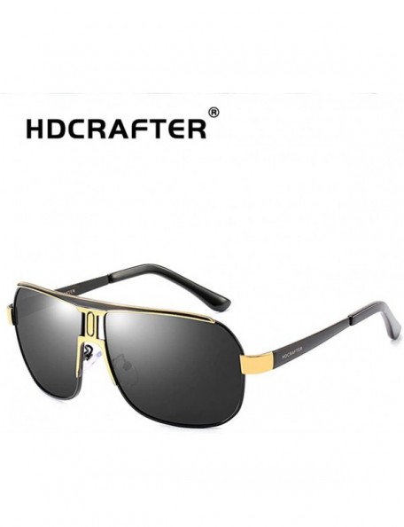 Square Fashion Retro Biker Fishing Polarized Sunglasses for Men 8743 - Gold - CT18ZUCGON5 $17.96