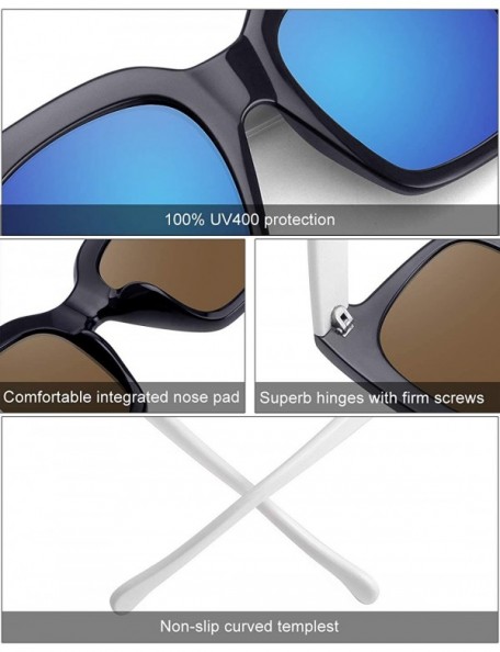 Square Classic Square Oversized Sunglasses for Women Men Vintage Shades UV400 - C6 Blue Mirror - CR198DQEQEE $9.22