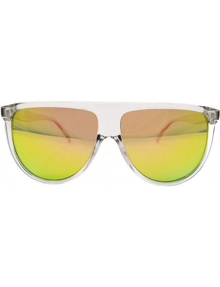 Aviator Modern Oversize Flat Top Neutral Color Flat Lens Aviator IL1026 - Clear/ Mirrored Magenta - CG18LEKNR0Q $16.74