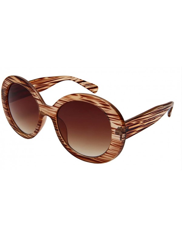 Oversized Thick Round Bold Fashion Inspired Women Sunglasses 34104-AP - Brown Line - CS1852SAE3E $10.47