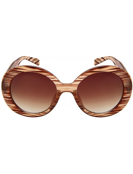 Oversized Thick Round Bold Fashion Inspired Women Sunglasses 34104-AP - Brown Line - CS1852SAE3E $10.47