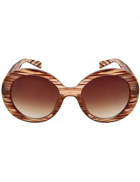 Oversized Thick Round Bold Fashion Inspired Women Sunglasses 34104-AP - Brown Line - CS1852SAE3E $10.47