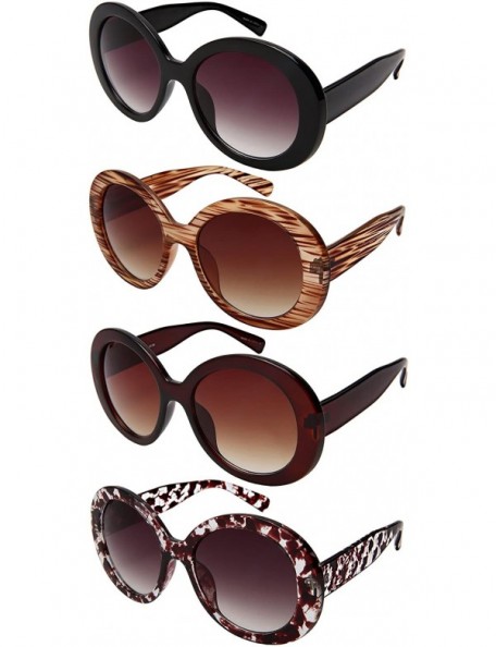 Oversized Thick Round Bold Fashion Inspired Women Sunglasses 34104-AP - Brown Line - CS1852SAE3E $10.47