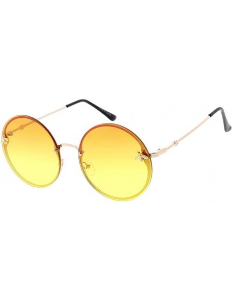 Round Round Frameless Bulky Candy Lens 80s Retro Fashion Sunglasses - Yellow - CE18URM5K69 $9.31