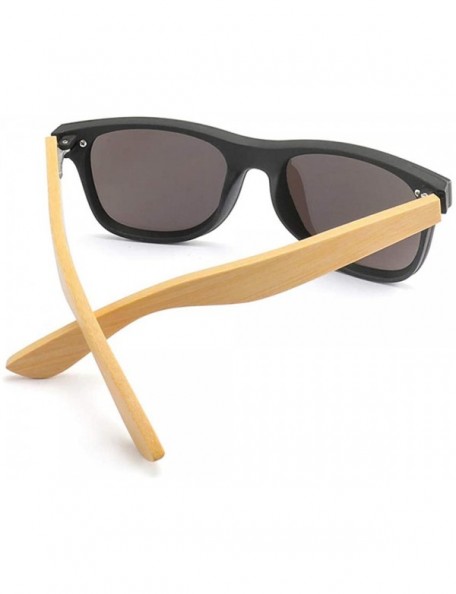 Oversized Wooden sunglasses men's ladies square bamboo mirror sunglasses oversized retro - Kp8849-c1 - CG190LLN57O $18.21