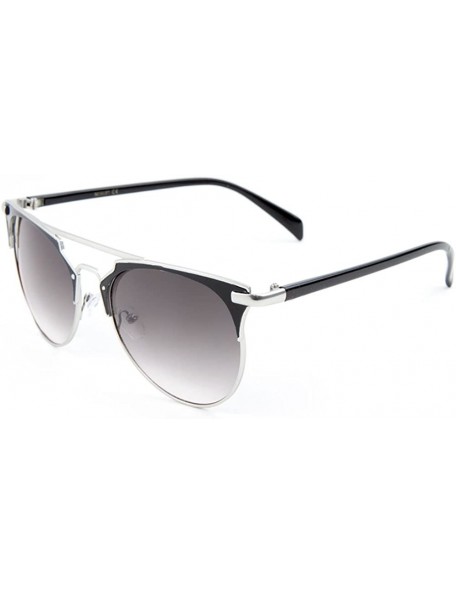 Square Glamour Aviator Sunglasses Metal Crossbar Mod Runway Fashion - Black/Silver - CT17YTYGCL2 $10.52