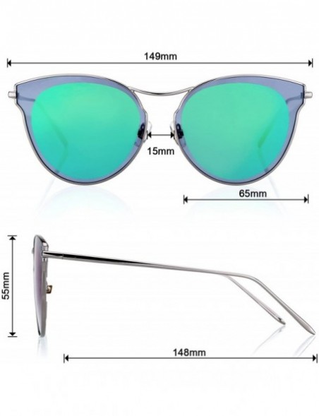 Cat Eye Linno Women's Cat Eye Sunglasses Metal Frame Plastics Lens Sunglasses - Green - CD18L8GWXE9 $13.03