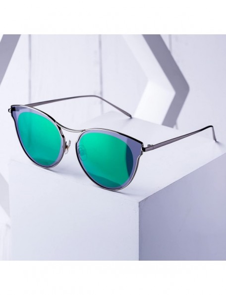 Cat Eye Linno Women's Cat Eye Sunglasses Metal Frame Plastics Lens Sunglasses - Green - CD18L8GWXE9 $13.03