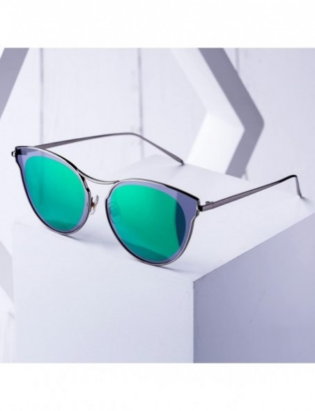 Cat Eye Linno Women's Cat Eye Sunglasses Metal Frame Plastics Lens Sunglasses - Green - CD18L8GWXE9 $13.03