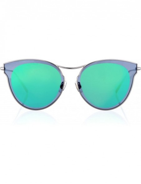 Cat Eye Linno Women's Cat Eye Sunglasses Metal Frame Plastics Lens Sunglasses - Green - CD18L8GWXE9 $13.03