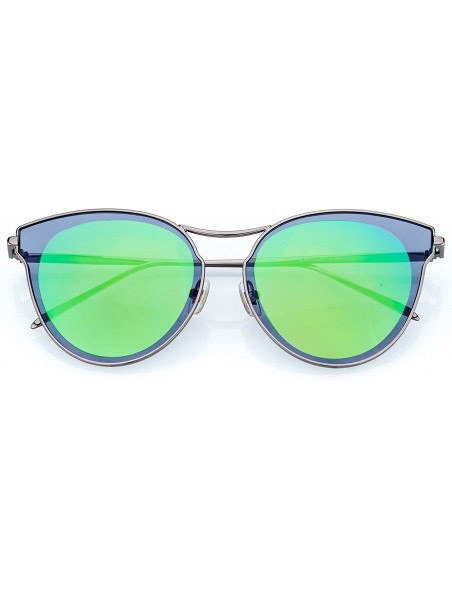 Cat Eye Linno Women's Cat Eye Sunglasses Metal Frame Plastics Lens Sunglasses - Green - CD18L8GWXE9 $13.03