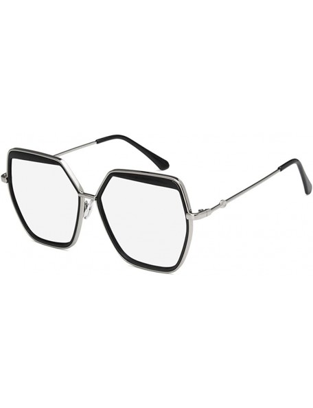 Square Unisex Sunglasses Fashion Gold Grey Drive Holiday Polygon Non-Polarized UV400 - Silver White - CT18RLSR53Q $9.23