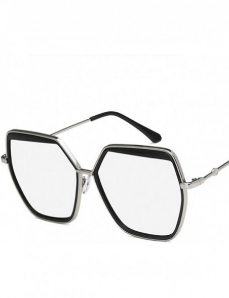 Square Unisex Sunglasses Fashion Gold Grey Drive Holiday Polygon Non-Polarized UV400 - Silver White - CT18RLSR53Q $9.23