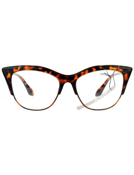 Round Womens High Point Squared Half Rim Look Cat Eye Glasses - Tortoise - C3121RDOSYJ $9.21