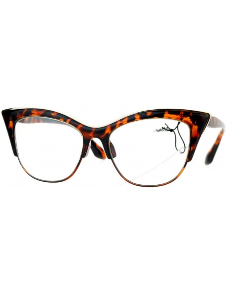 Round Womens High Point Squared Half Rim Look Cat Eye Glasses - Tortoise - C3121RDOSYJ $9.21