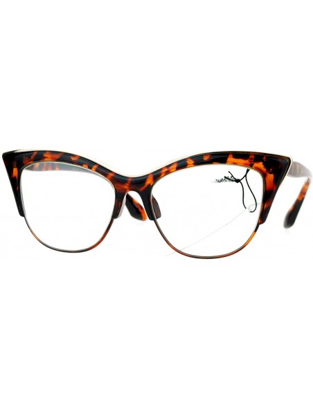 Round Womens High Point Squared Half Rim Look Cat Eye Glasses - Tortoise - C3121RDOSYJ $9.21