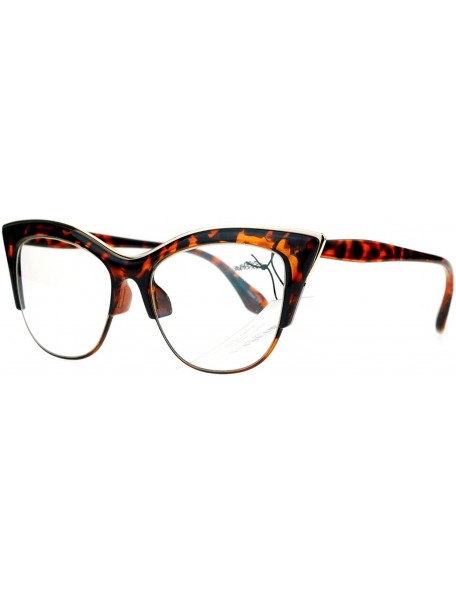 Round Womens High Point Squared Half Rim Look Cat Eye Glasses - Tortoise - C3121RDOSYJ $9.21
