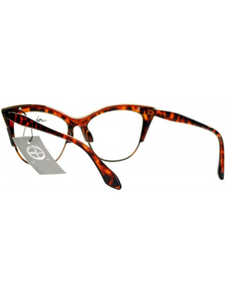 Round Womens High Point Squared Half Rim Look Cat Eye Glasses - Tortoise - C3121RDOSYJ $9.21