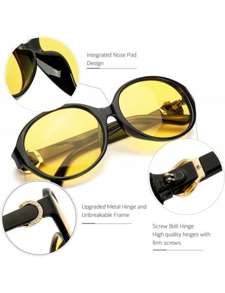 Sport Oversized Night-driving Glasses for Women - Polarized Lens Stylish-Safety Nighttime/Rainy/Cloudy - CD18W3R7A38 $14.25