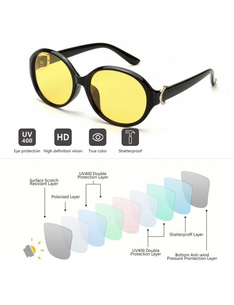 Sport Oversized Night-driving Glasses for Women - Polarized Lens Stylish-Safety Nighttime/Rainy/Cloudy - CD18W3R7A38 $14.25