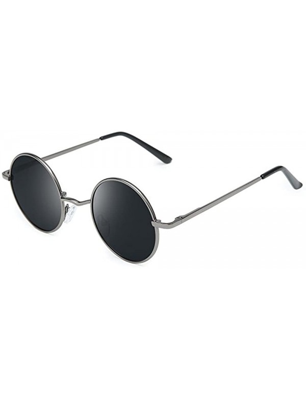 Round Classic Round Driving Polarized Glasses Retro Sunglasses for Men womens - Gray/Black - C218E3027ZX $12.69