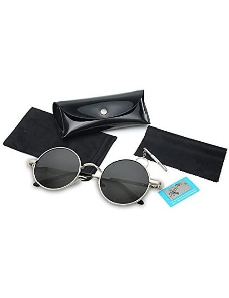 Round Classic Round Driving Polarized Glasses Retro Sunglasses for Men womens - Gray/Black - C218E3027ZX $12.69