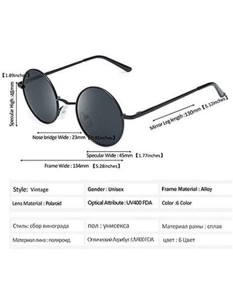 Round Classic Round Driving Polarized Glasses Retro Sunglasses for Men womens - Gray/Black - C218E3027ZX $12.69
