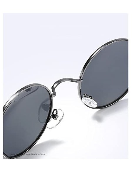 Round Classic Round Driving Polarized Glasses Retro Sunglasses for Men womens - Gray/Black - C218E3027ZX $12.69