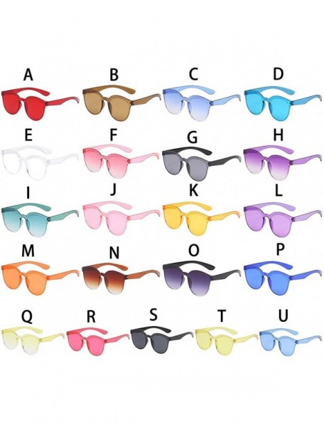 Rimless Men's and women's Candy Color Rimless Conjoined Transparent Sunglasses One Piece Unisex Neon Colors Eyewear - D - CY1...