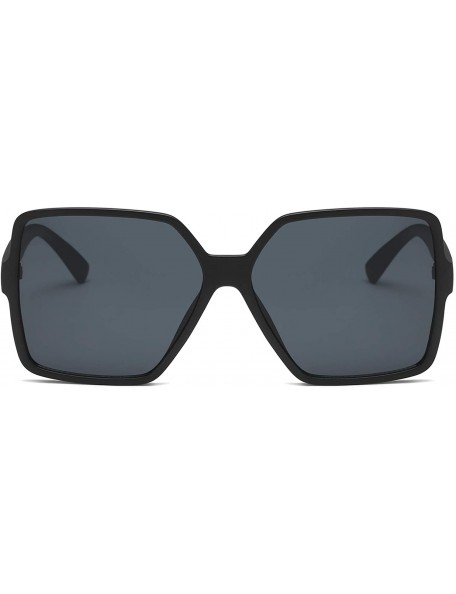 Cat Eye Square Oversized Sunglasses for Women Men Flat Top Fashion Shades - Black Frame/Black Lens - C118RDC8K4A $10.14