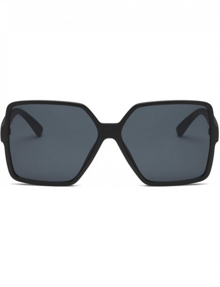 Cat Eye Square Oversized Sunglasses for Women Men Flat Top Fashion Shades - Black Frame/Black Lens - C118RDC8K4A $10.14